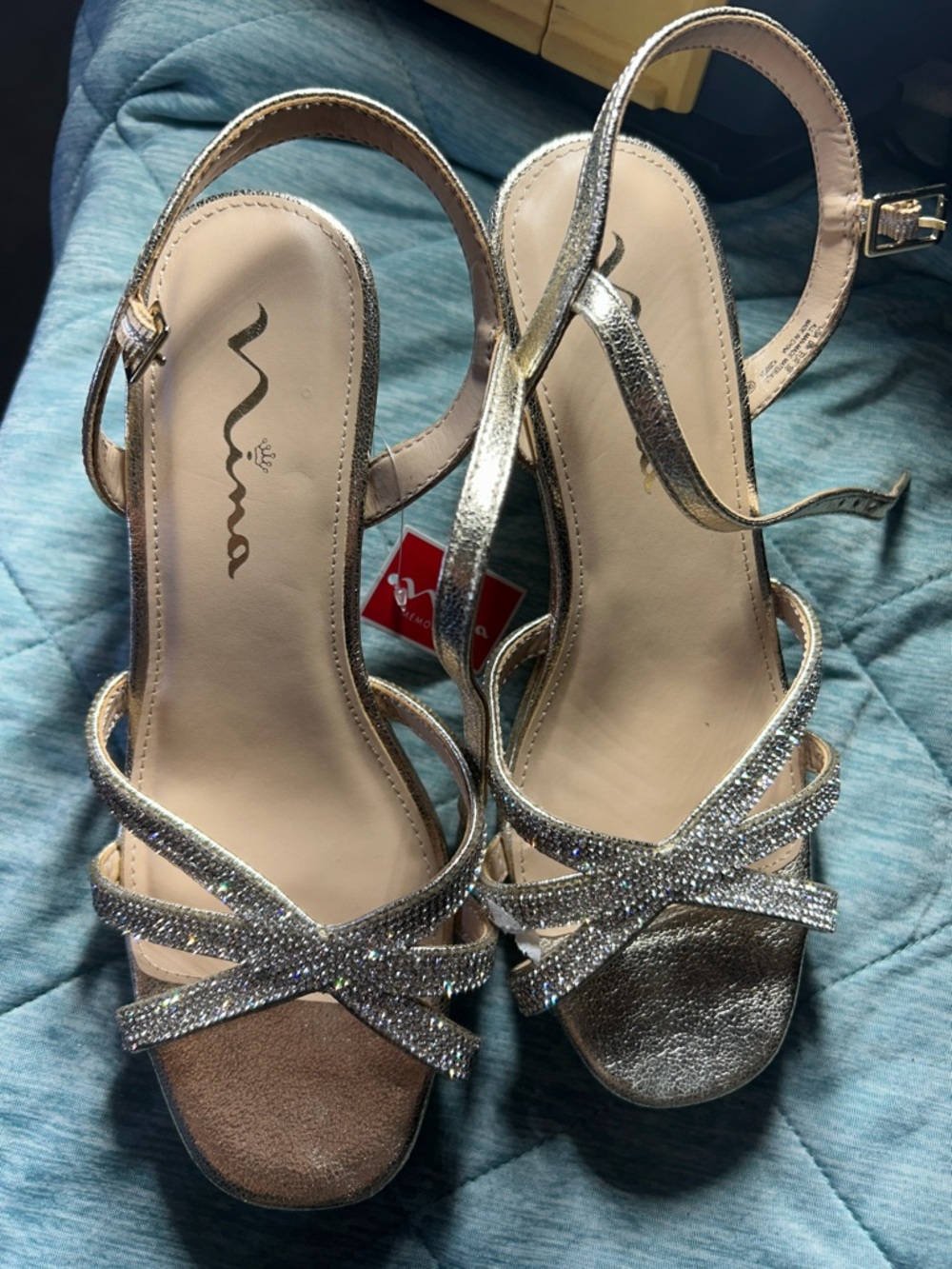 Nina Silver Rhinestone Strappy Sandals